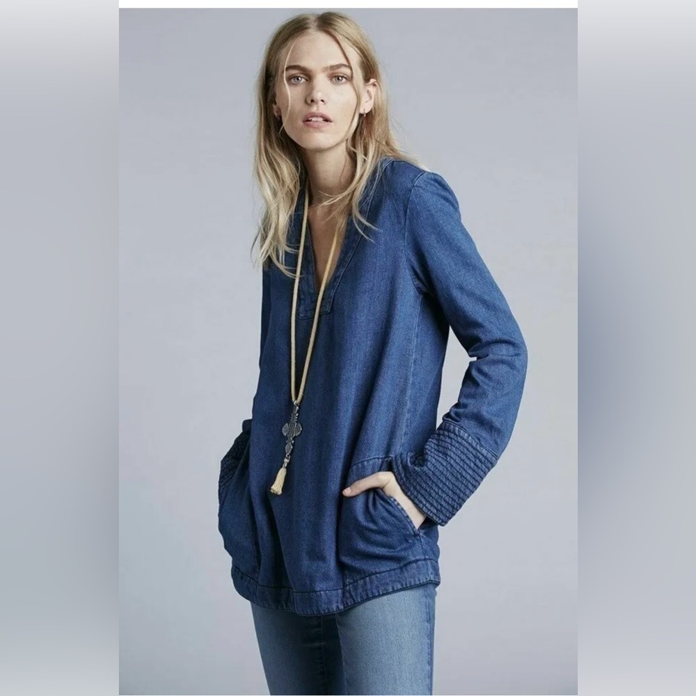 Free People Blue Denim Tunic Top
